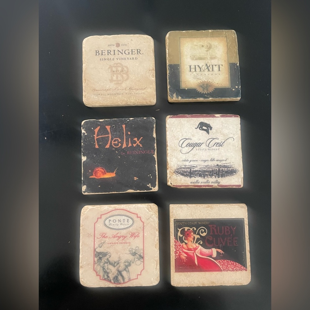 Winery stone coasters. Set of six.
